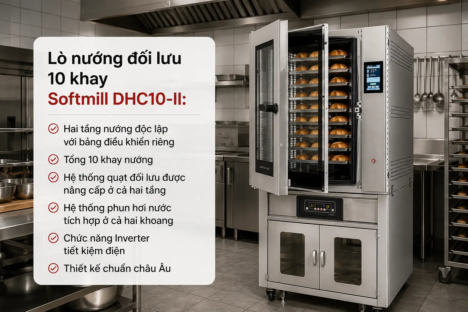 Lò nướng đối lưu 10 khay Softmill DHC10-II
